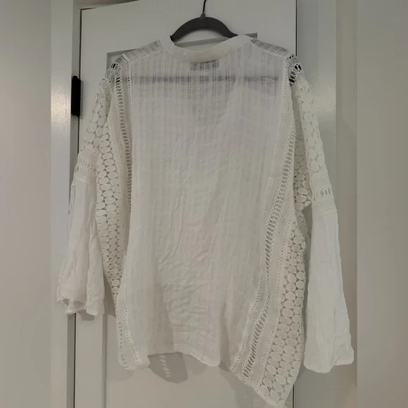 Vintage Havana White Boho Blouse with Crochet Details - Picture 2 of 6
